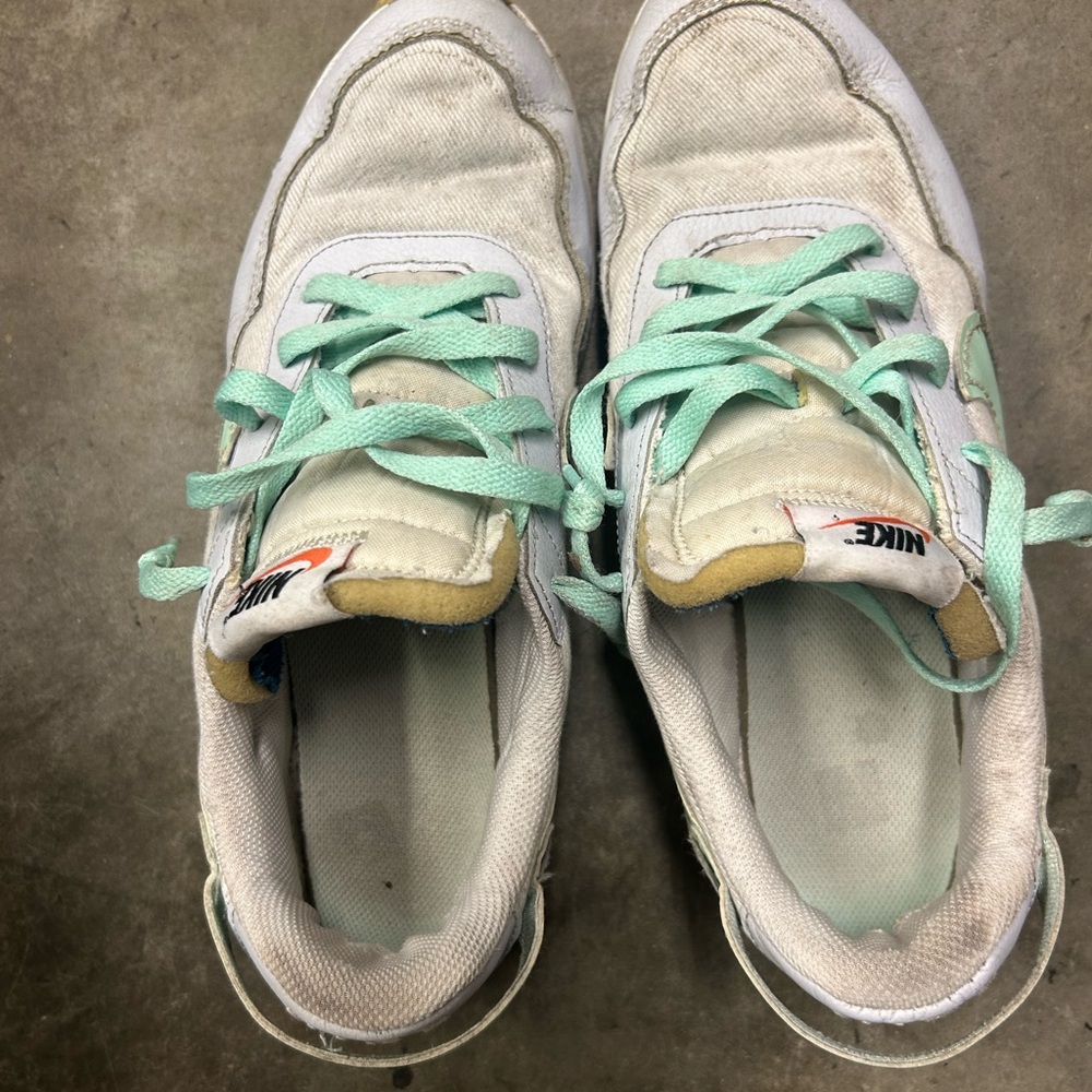 Nike White and Light Green Athletic Shoes
